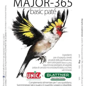 Major 365 (Paté di base) 500 grammi - Unica & Blattner - Mangime completo per uova di cardellino