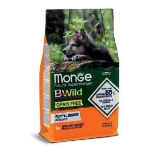 Monge bwild cane grain free puppy e junior anatra e patate 2,5 kg – all breeds