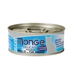 Monge delicate gatto adult pezzetti di pollo con calamari – 80 gr