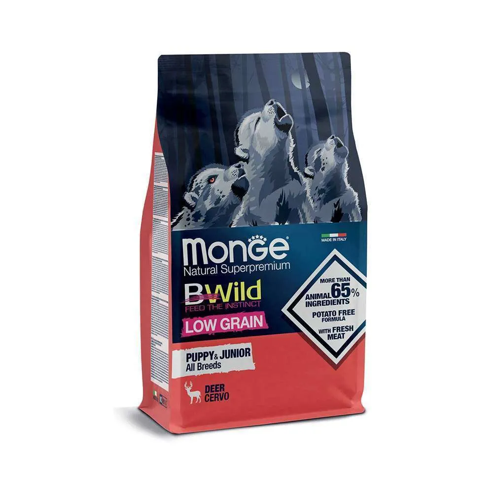Monge bwild cane low grain puppy e junior cervo 2,5 kg – all breeds - immagine 2