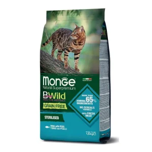 Monge gatto Bwild grain free sterilizzato con tonno e piselli 1,5 kg