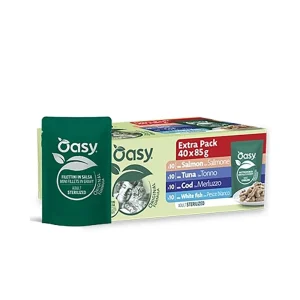 Oasy gatto wet Original sterilizzato filettini in salsa mix pesce multipack – 40×85 gr