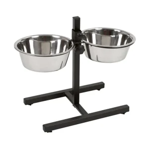 Ciotola doppia in acciaio inox con supporto regolabile