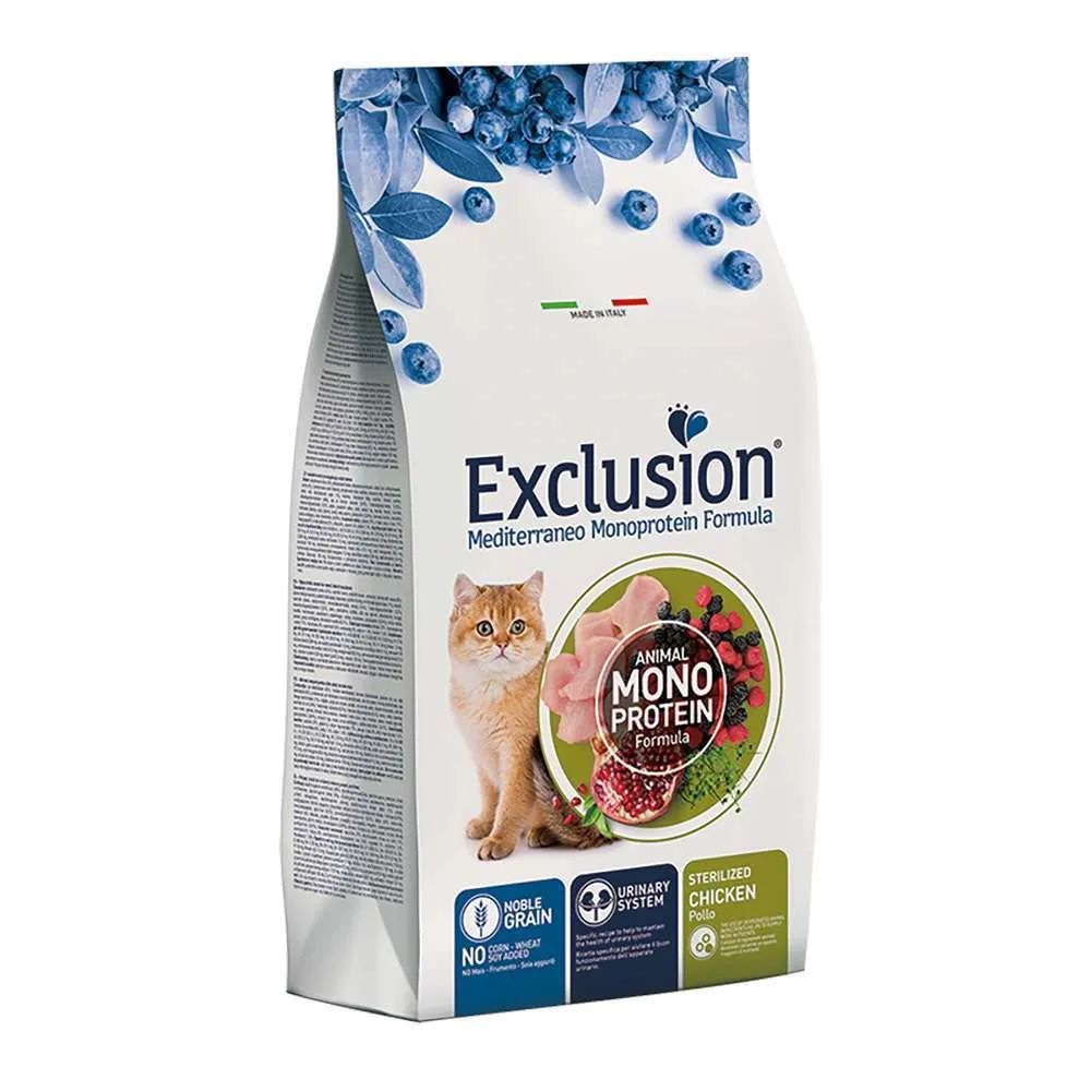 Exclusion mediterraneo gatto sterilizzato pollo 1,5 kg