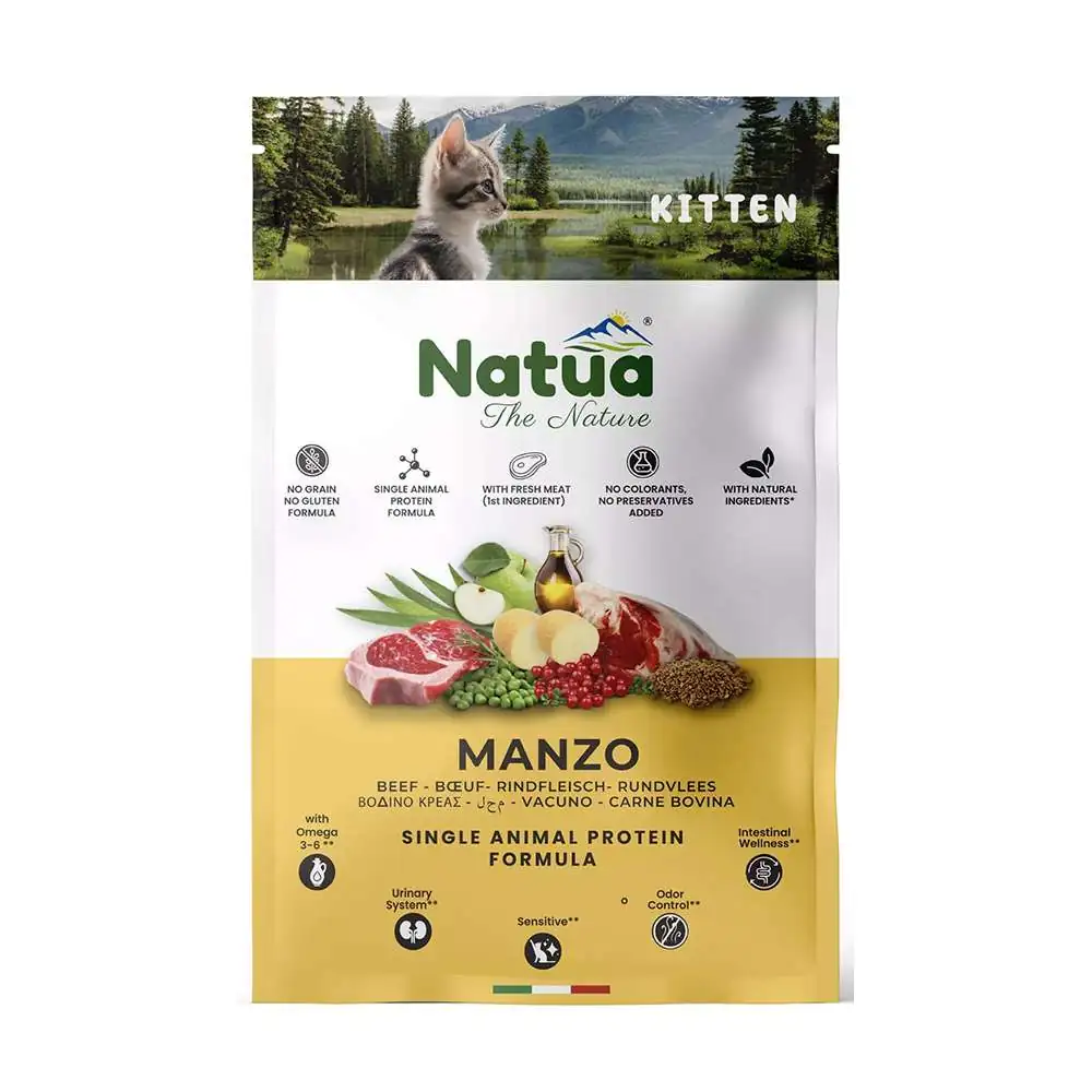 Natua gatto dry kitten manzo