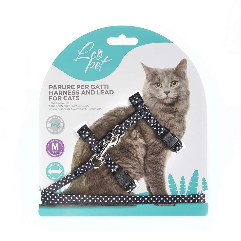 Leopet pettorina per gatti con stampa a pois nera mis. M - immagine 2