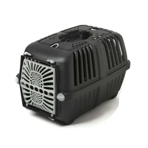 Trasportino Pratiko nero per gatti con porta in metallo 48×31,5×33 h cm