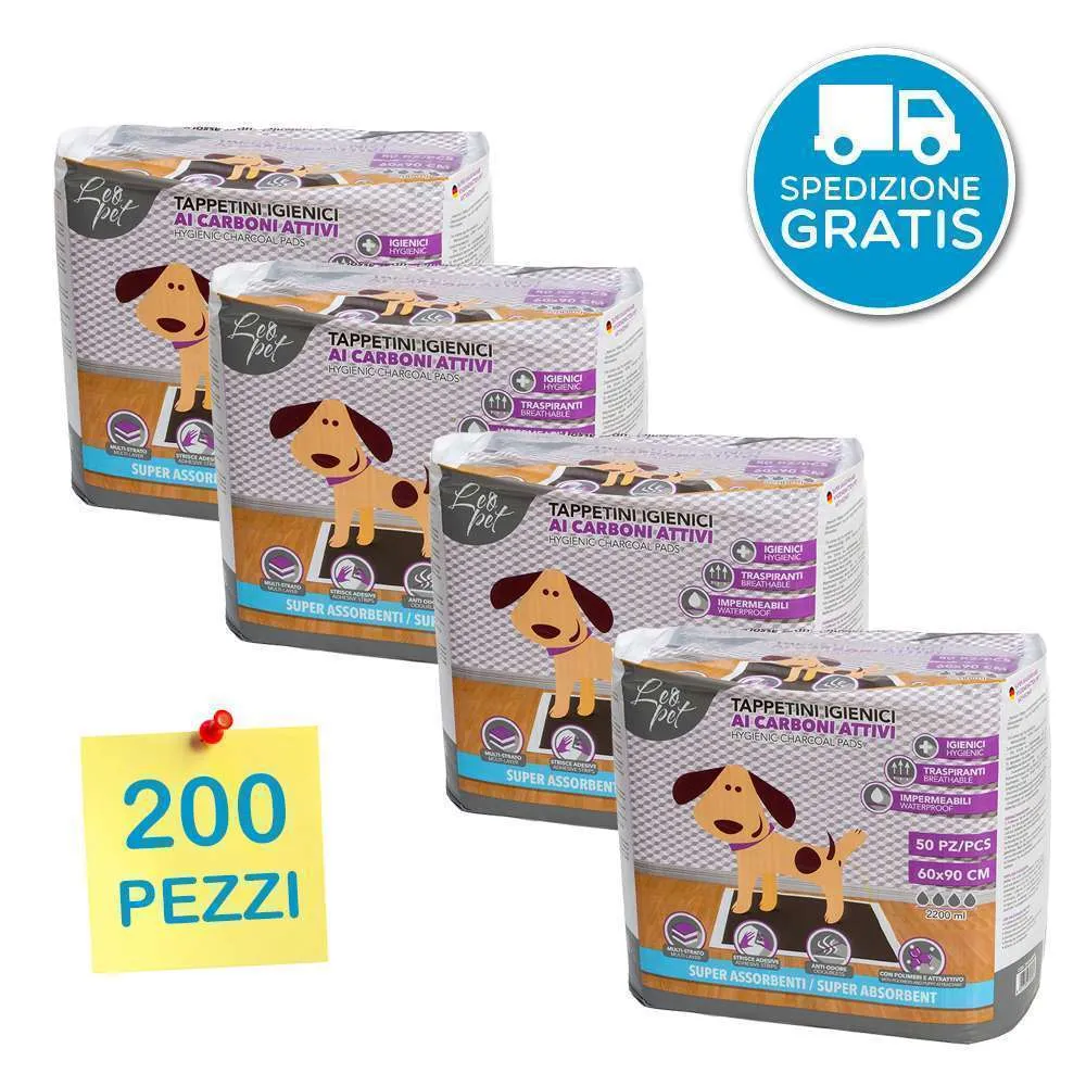 Leopet tappetini igienici assorbenti con carboni attivi 60×90 – 200 pz