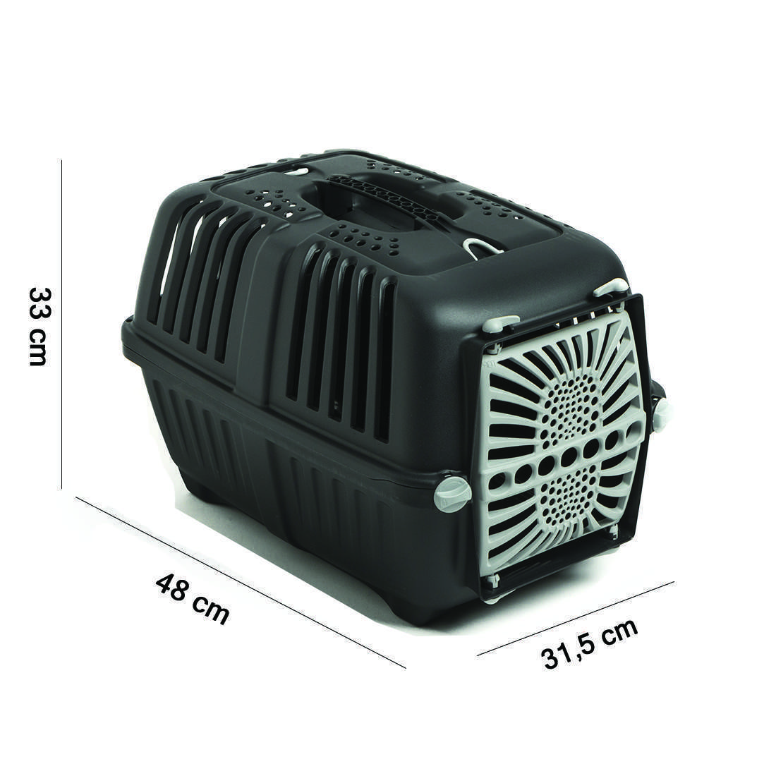 Trasportino Pratiko nero per gatti con porta in metallo 48×31,5×33 h cm - immagine 3