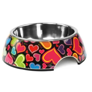 ciotola per cani e gatti", acciaio inox, antiscivolo con design distintivo cuoricini