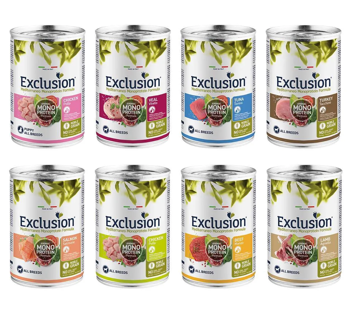 Exclusion mediterraneo wet monoproteico cane adult lattina da 400 gr