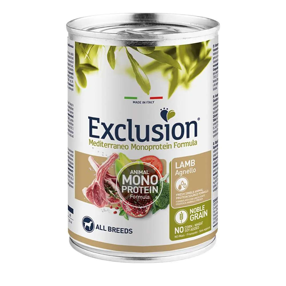 Exclusion mediterraneo wet monoproteico cane adult lattina da 400 gr - immagine 3