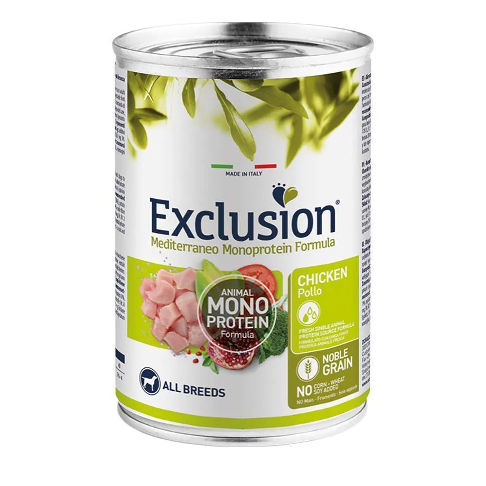 Exclusion mediterraneo wet monoproteico cane adult lattina da 400 gr - immagine 5